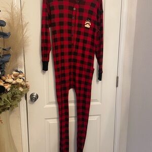 Red Plaid Woman’s One Piece Pajamas